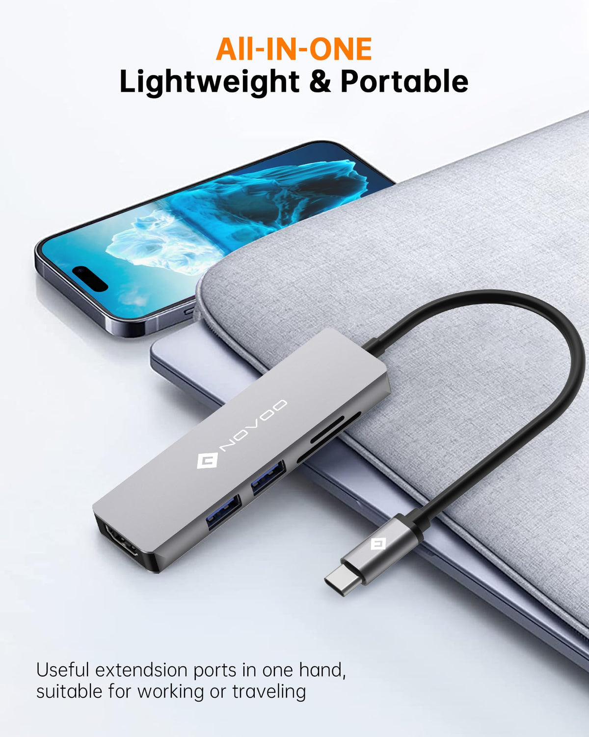 NOVOO USB-C Hub compatible with MacBook Pro and Chromebook Pixel.