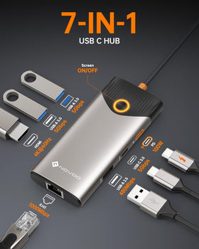 NOVOO USB-C hub with 1Gbps Ethernet for stable online meetings