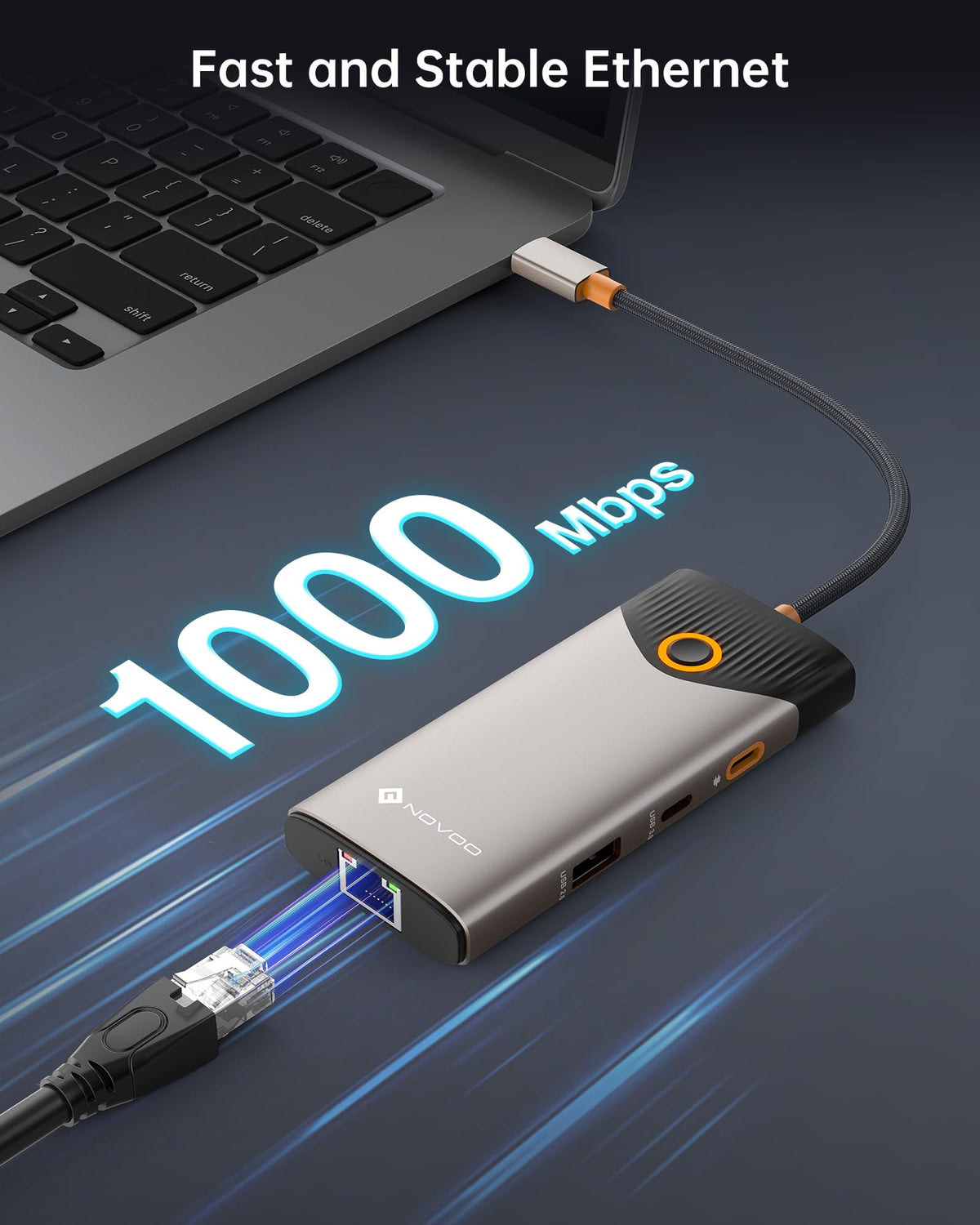 NOVOO USB-C hub USB-C data port for fast file transfers