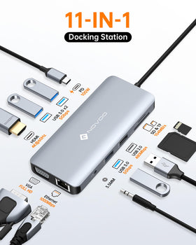 NOVOO USB-C Hub VGA port for legacy displays and easy screen sharing