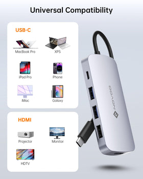 NOVOO universal dock expands ports for work, study, or gaming.