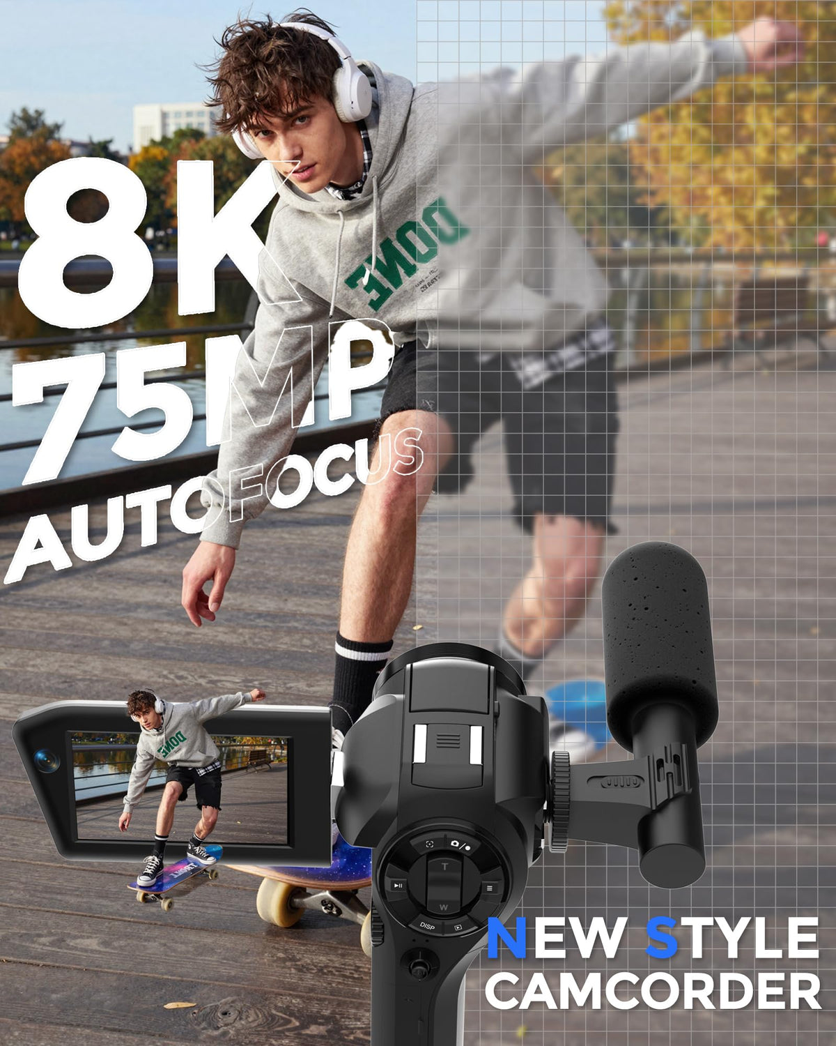 Novzzovaz front and rear dual lens for engaging vlogs and reactions