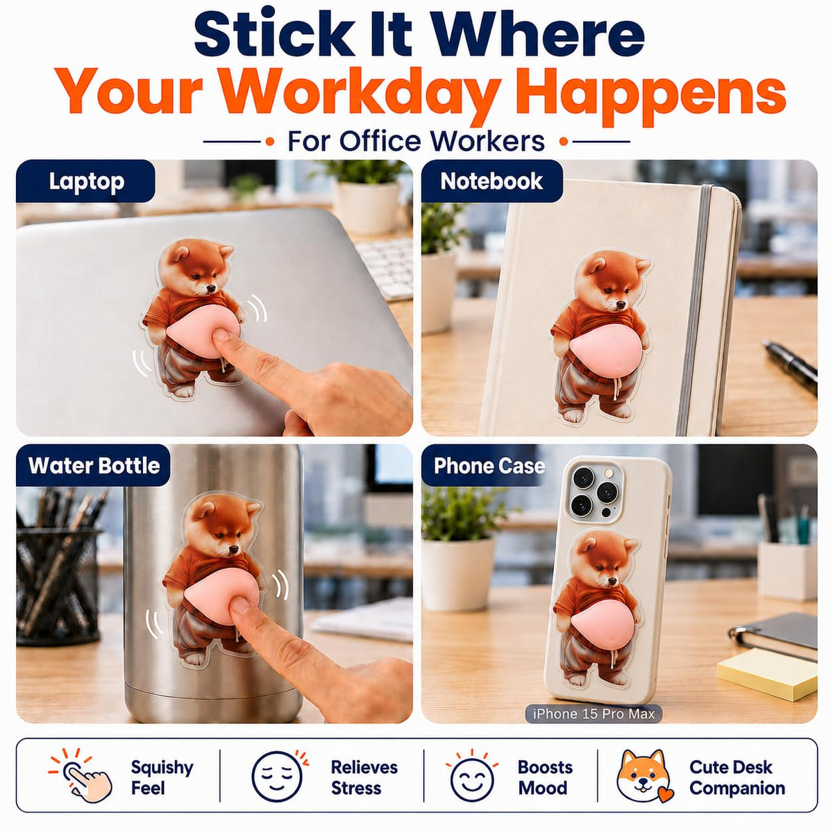 NOWILD phone case squishy belly sticker creates a tiny stress-relief squeeze during calls.