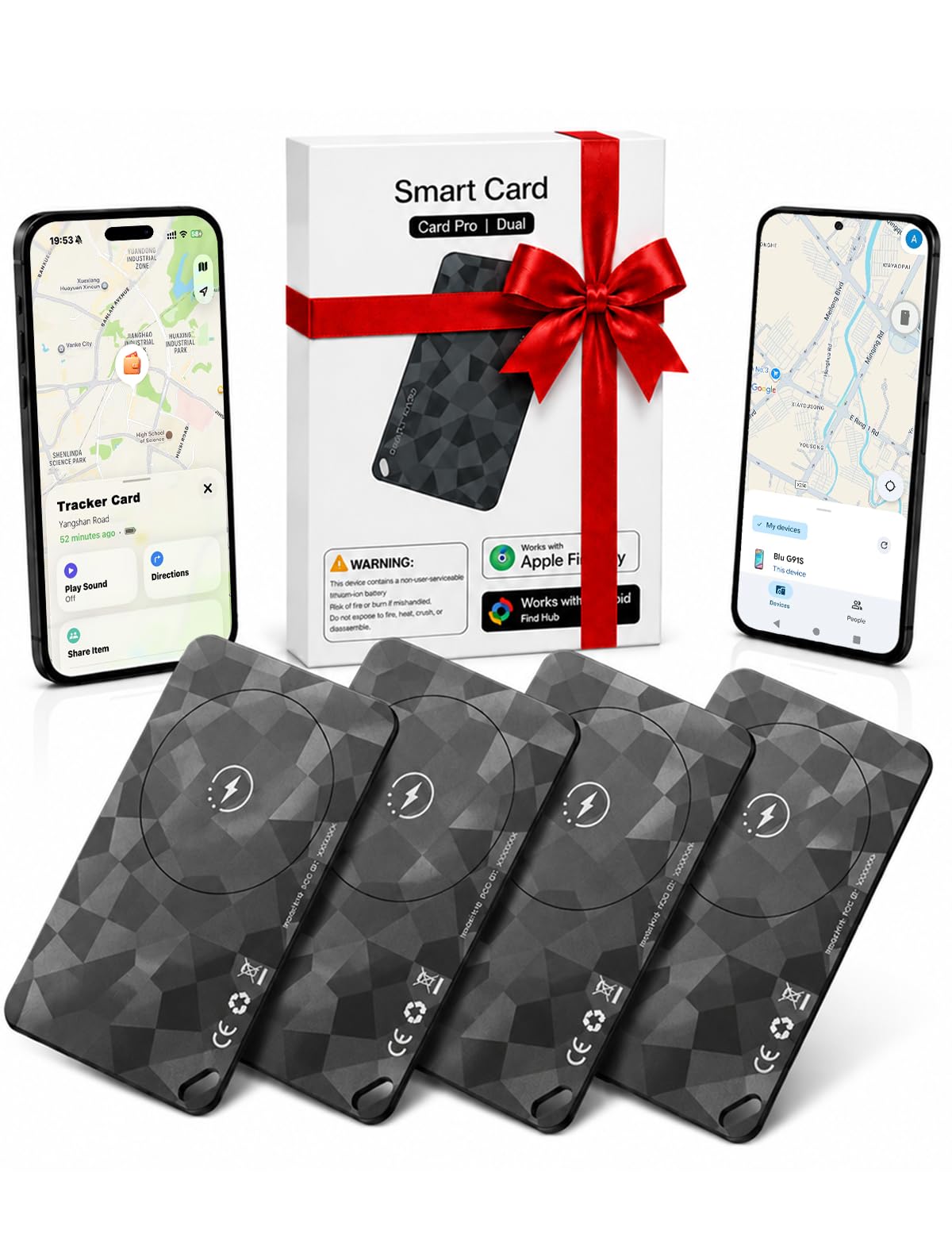 NozlaID wallet tracker card front view shows slim design for easy wallet fit.