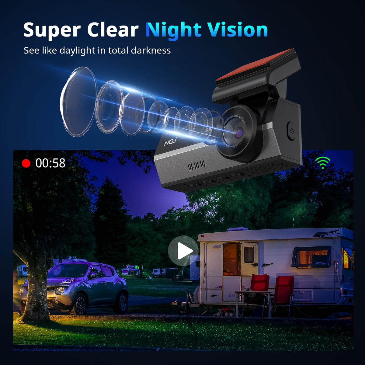 NQJ night vision sample on highway revealing improved license plate clarity