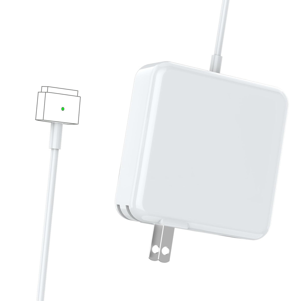 Nsetiu 60W Mag 2T-Style Charger front view, ready for MacBook charging