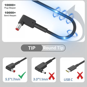 nsetiu 5-5mm x 1-7mm connector close-up, standard power plug for compatible Acer laptops