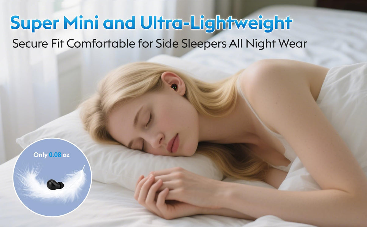 Nsiucion Invisible Mini Sleep Earbuds in tumbler case for easy carry.