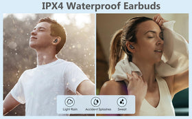 Nsiucion earbuds used in light rain demonstrating IPX4 splash resistance benefit
