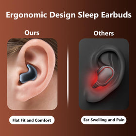 Nsiucion earbuds nestled in ear while side sleeping, providing low-pressure comfort