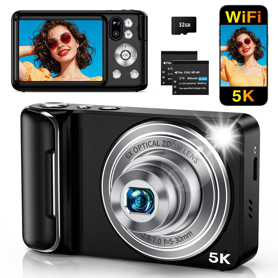 Nsoela 5K dual camera front and rear for seamless selfie and vlog capture.