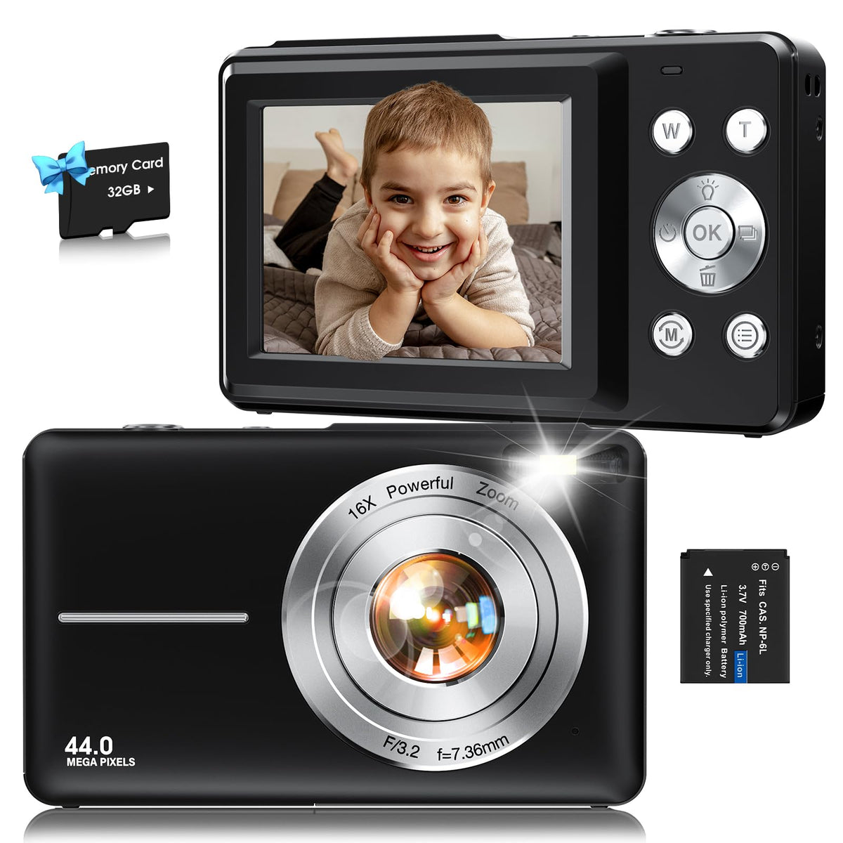 Nsoela front view showing compact camera and easy controls for kids
