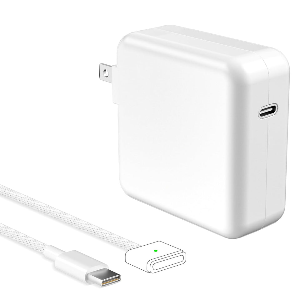 NSPENCM 70W magnetic charger shown with MacBook Pro for easy alignment and charging.