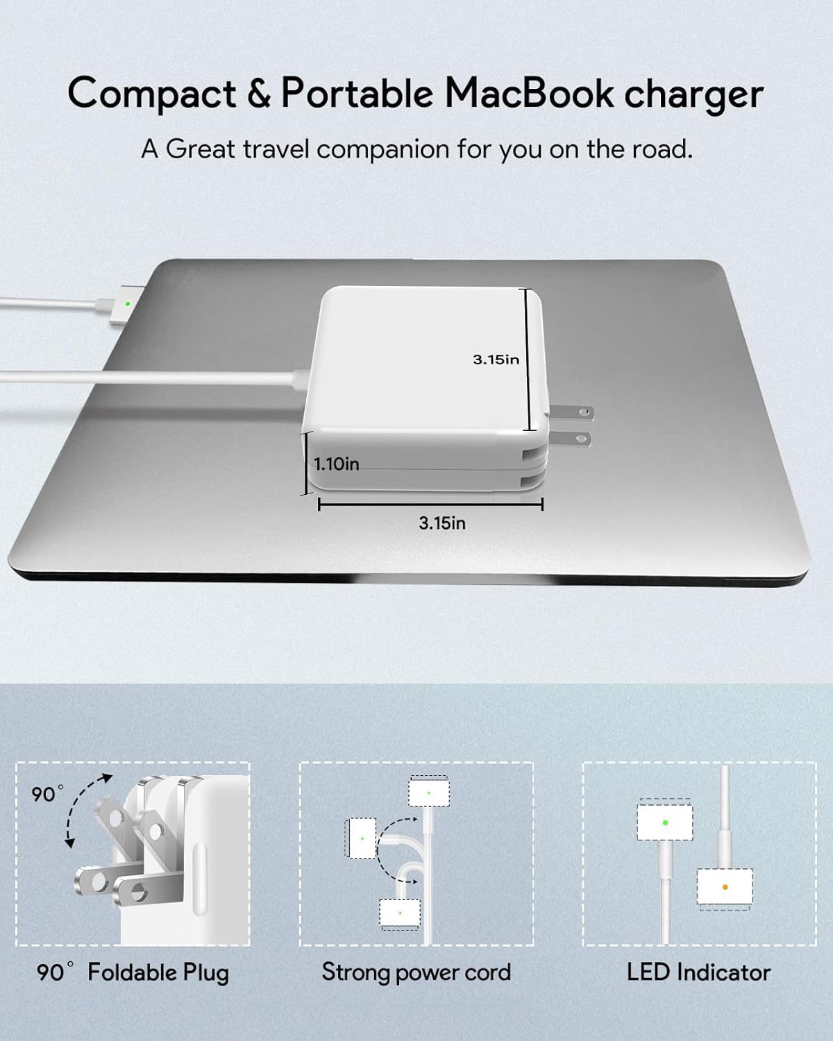 NSPENCM 85W charger side profile showing slim footprint for bag storage
