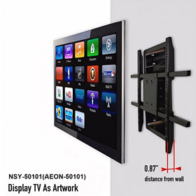 NSY Audio recessed wall mount fully extended demonstrates maximum viewing flexibility.