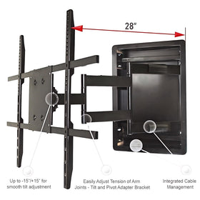 NSY Audio recessed wall mount side angle highlights extended 28-inch reach.