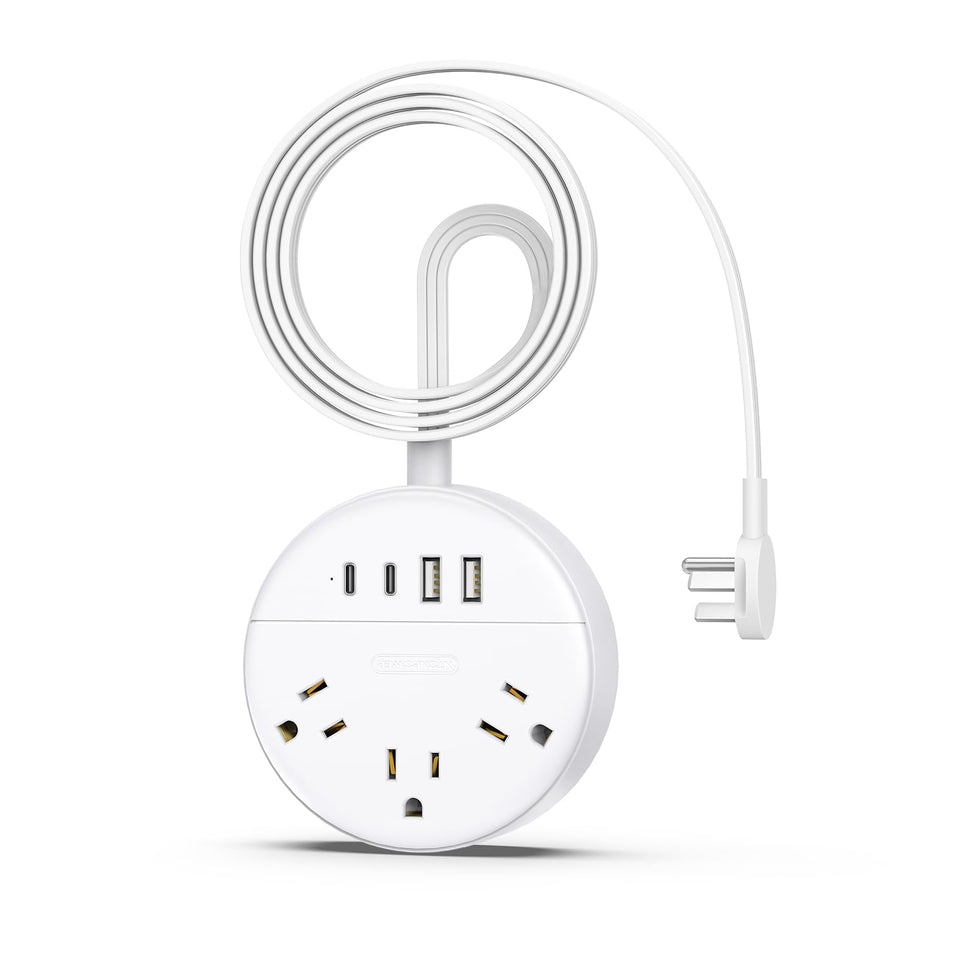 NTONPOWER flat extension cord with 5 ft reach and flat plug for tight spaces