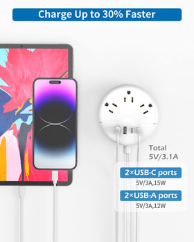 NTONPOWER USB ports including USB-C for phones and laptops on the go