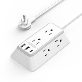 NTONPOWER 10 ft extension cord powers multiple devices at a desk.