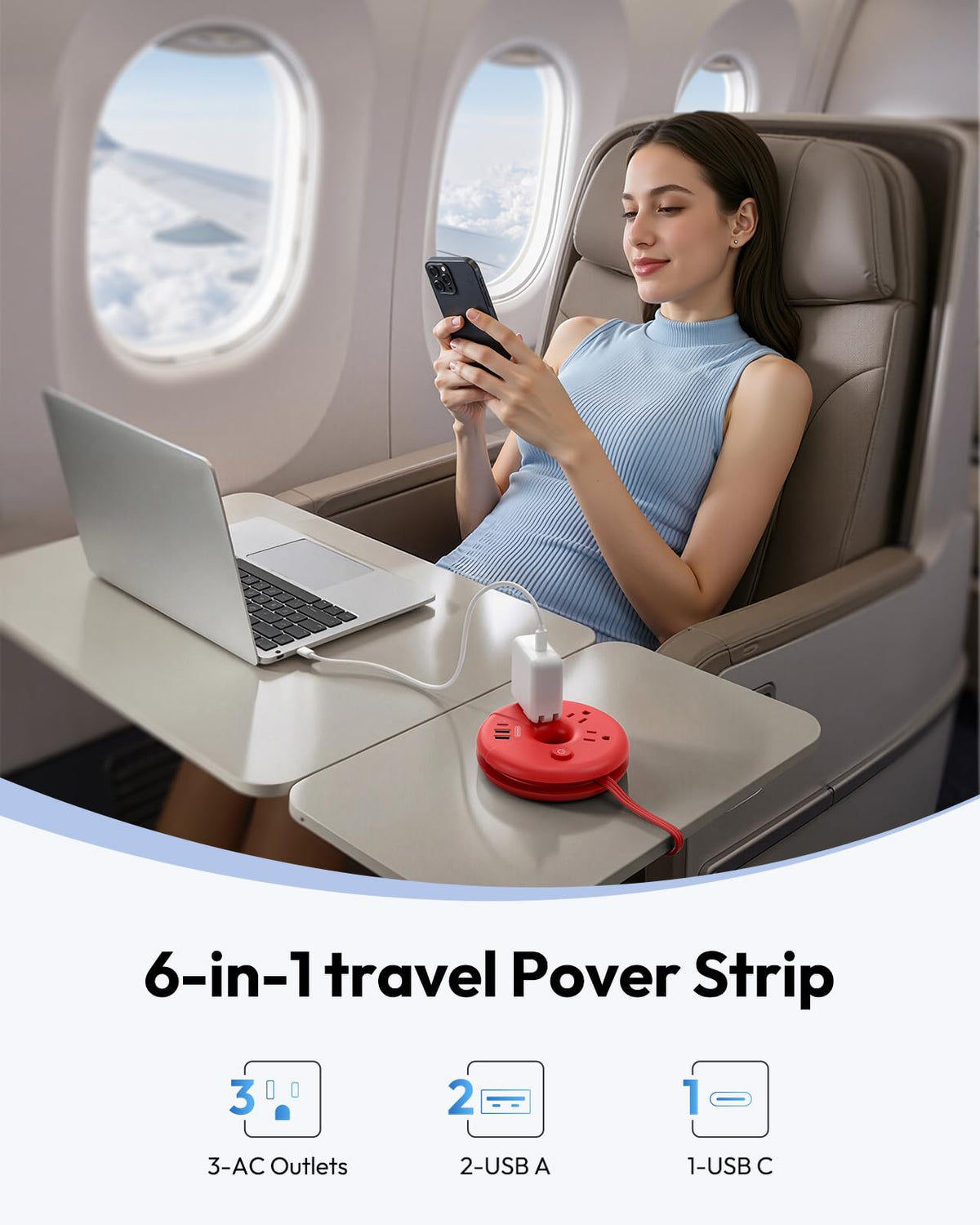 NTONPOWER 3-outlet 3-USB power strip offers versatile charging at once.