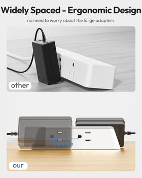 NTONPOWER 3-sided design enables easy access for large adapters.