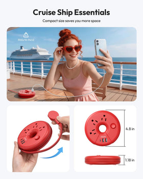 NTONPOWER 3ft short extension cord keeps cables tidy during travel.