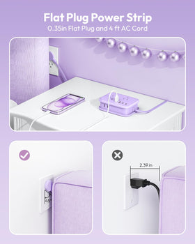 45-degree wall plug keeps outlets flush and accessible.