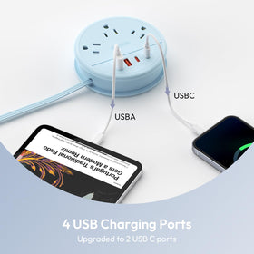 NTONPOWER 4ft wrap-around cord neatly coiled for compact travel storage.