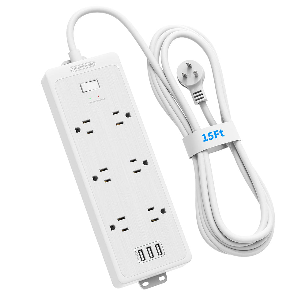 NTONPOWER surge protector with six wide outlets for clutter-free setup