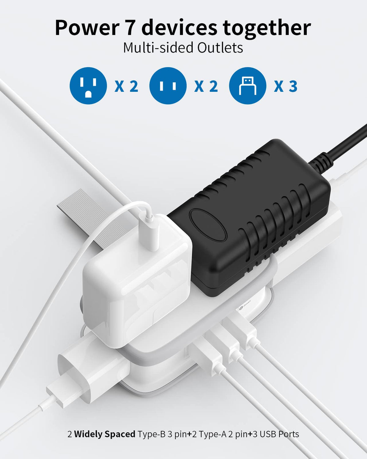 NTONPOWER AC outlets top view showing four sockets for multiple devices