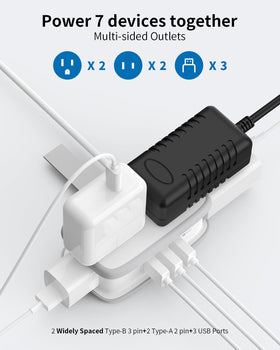 NTONPOWER AC outlets top view showing four sockets for multiple devices