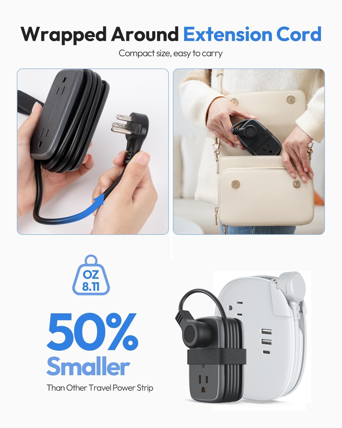 NTONPOWER closeup of AC outlets and three USB ports for versatile charging