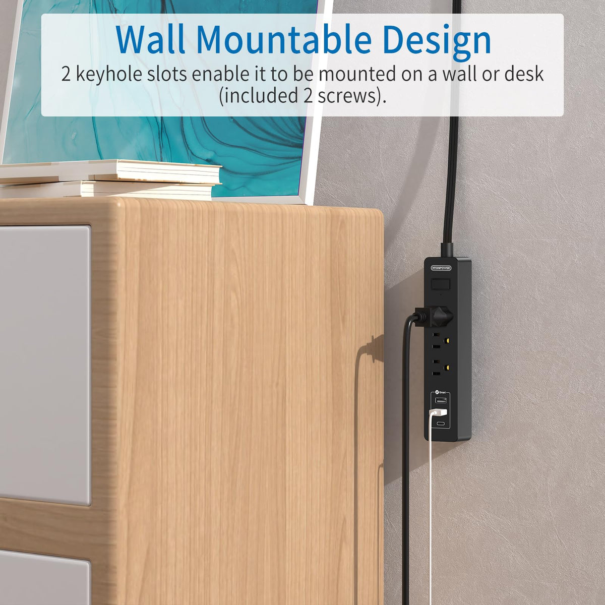 NTONPOWER back view with mounting slots for secure wall or furniture mounting