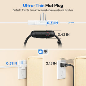NTONPOWER in use behind sofa powering lamps and chargers on both sides for convenience