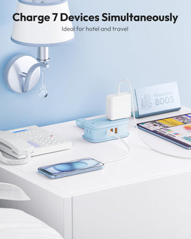 NTONPOWER travel power strip in a bag for easy hotel or cruise use.