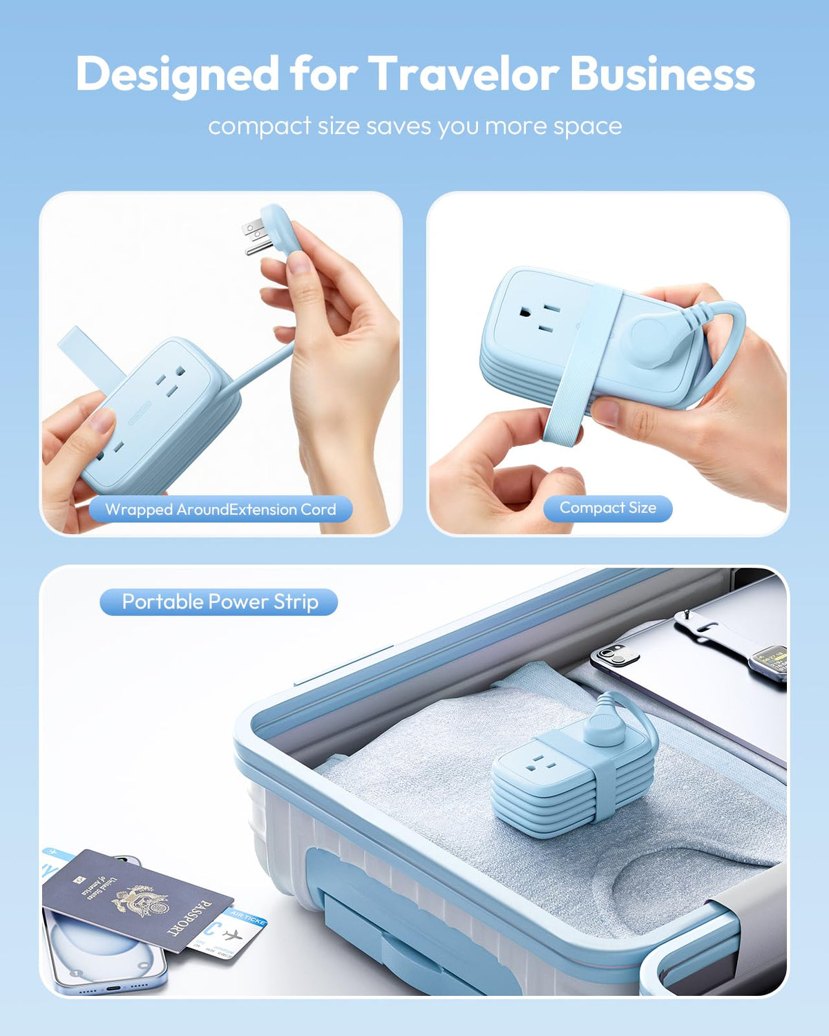NTONPOWER blue USB-C PD port enables fast charging during travel.