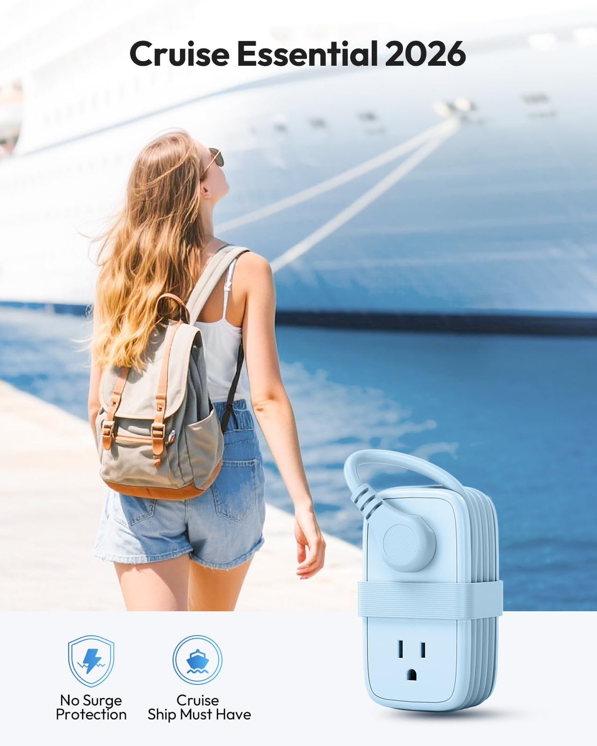 NTONPOWER wrapped 4ft cord keeps luggage organized and tangle-free.