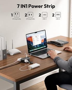 NTONPOWER close-up of three AC outlets, provides flexible plug compatibility