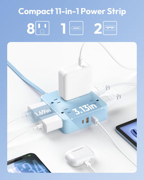 NTONPOWER compact 8-outlet power strip cube saves desk space.