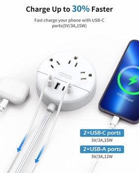 NTONPOWER 2 USB-C ports charge newer devices efficiently.