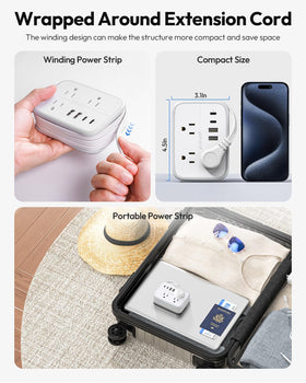 NTONPOWER 10-in-1 includes six outlets and four USB ports for all devices.