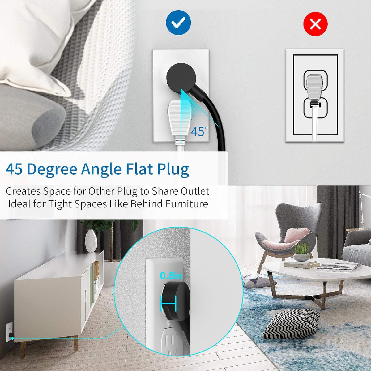 NTONPOWER cord laid out showing full 25 ft reach for distant wall sockets