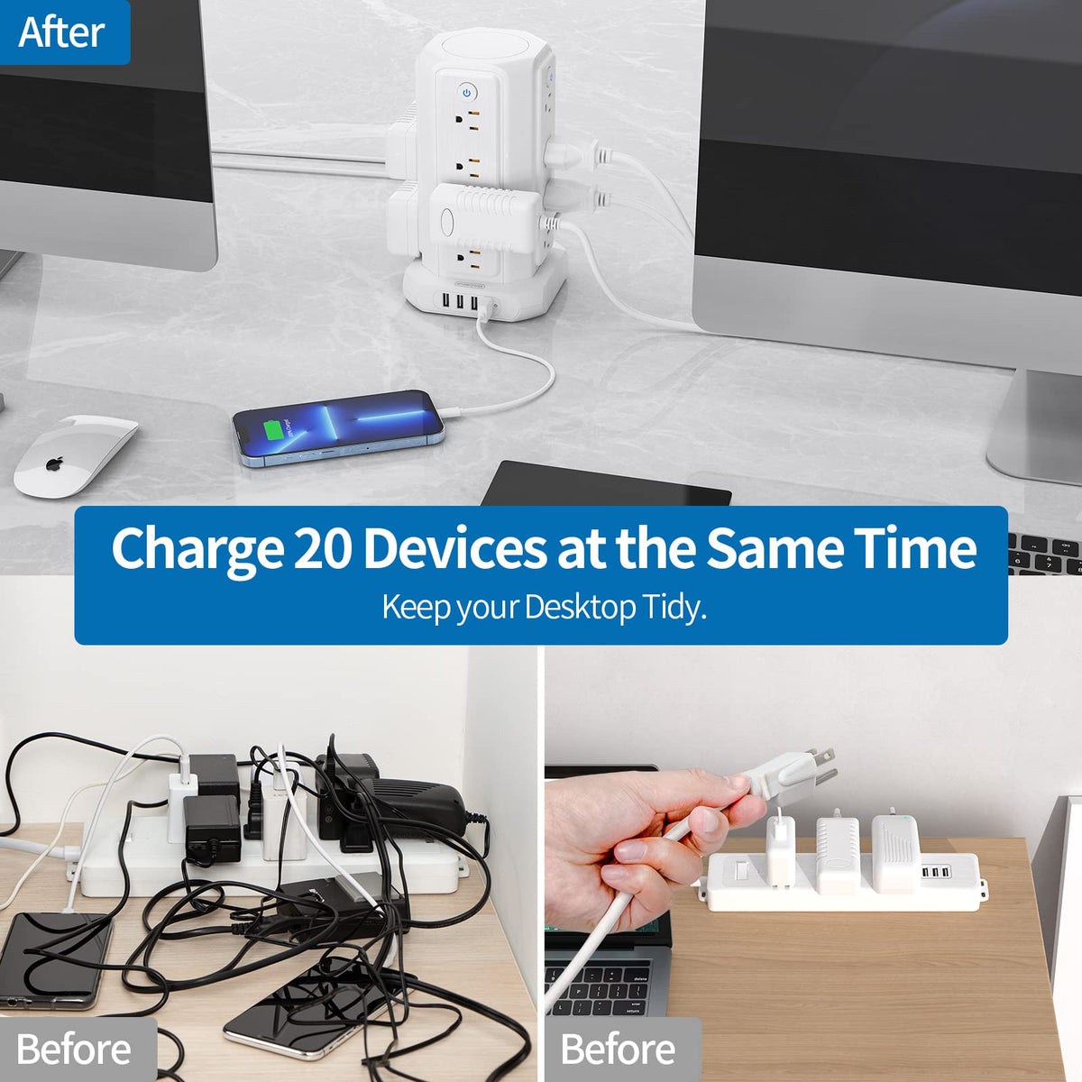 NTONPOWER dorm office friendly surge protector suitable for small spaces