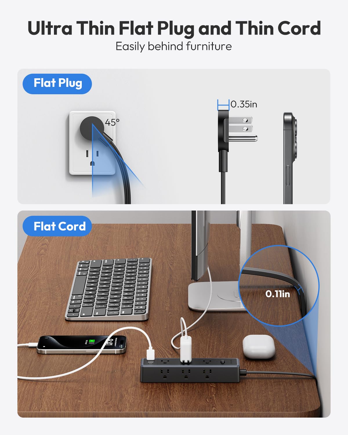 NTONPOWER long 15-foot reach extends access to distant outlets.