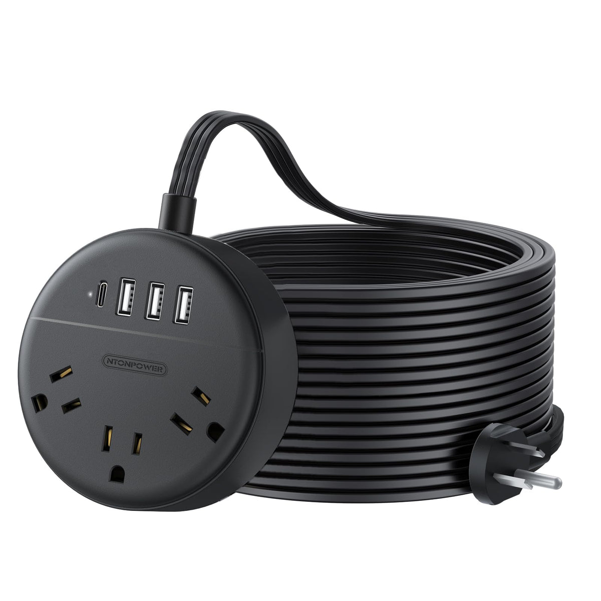 NTONPOWER 25ft extension cord with flat plug for reaching distant outlets