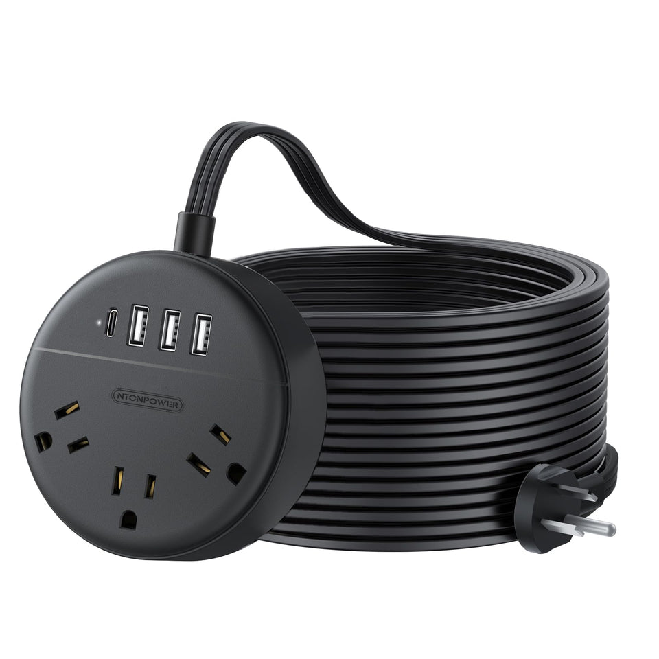 NTONPOWER 25ft extension cord with flat plug for reaching distant outlets