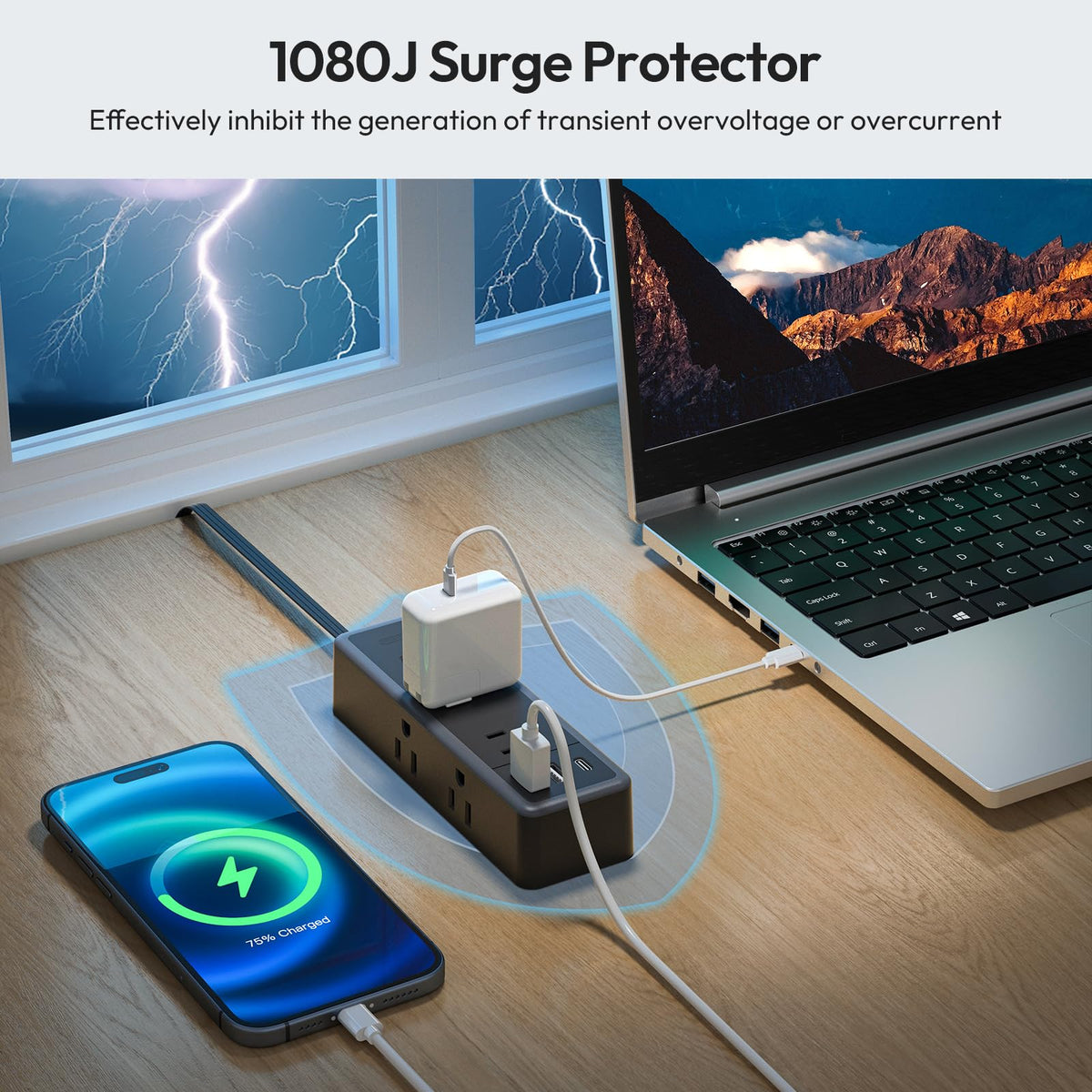 NTONPOWER fireproof materials encase the surge protector for safer use.