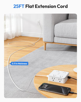 NTONPOWER flat 25ft cord sliding under a door for discreet cable routing and flexibility