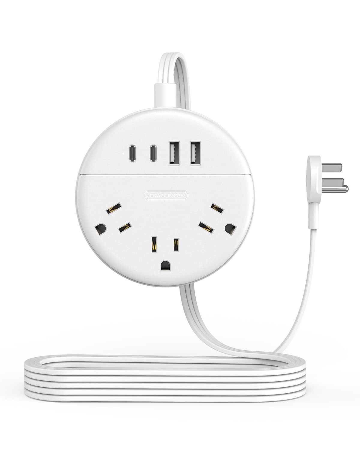NTONPOWER 10ft flat extension cord behind furniture saves wall space.