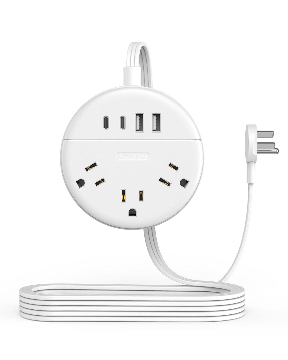 NTONPOWER 10ft flat extension cord behind furniture saves wall space.